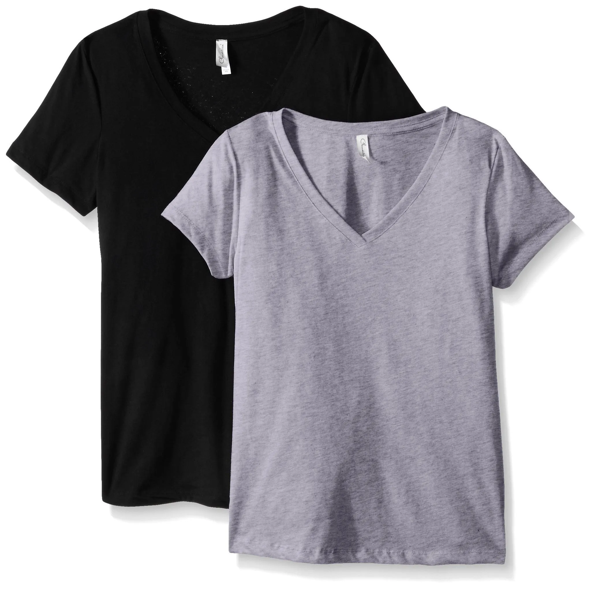 Clementine Women's Petite Plus Ideal V Neck Tee (Pack of 2)