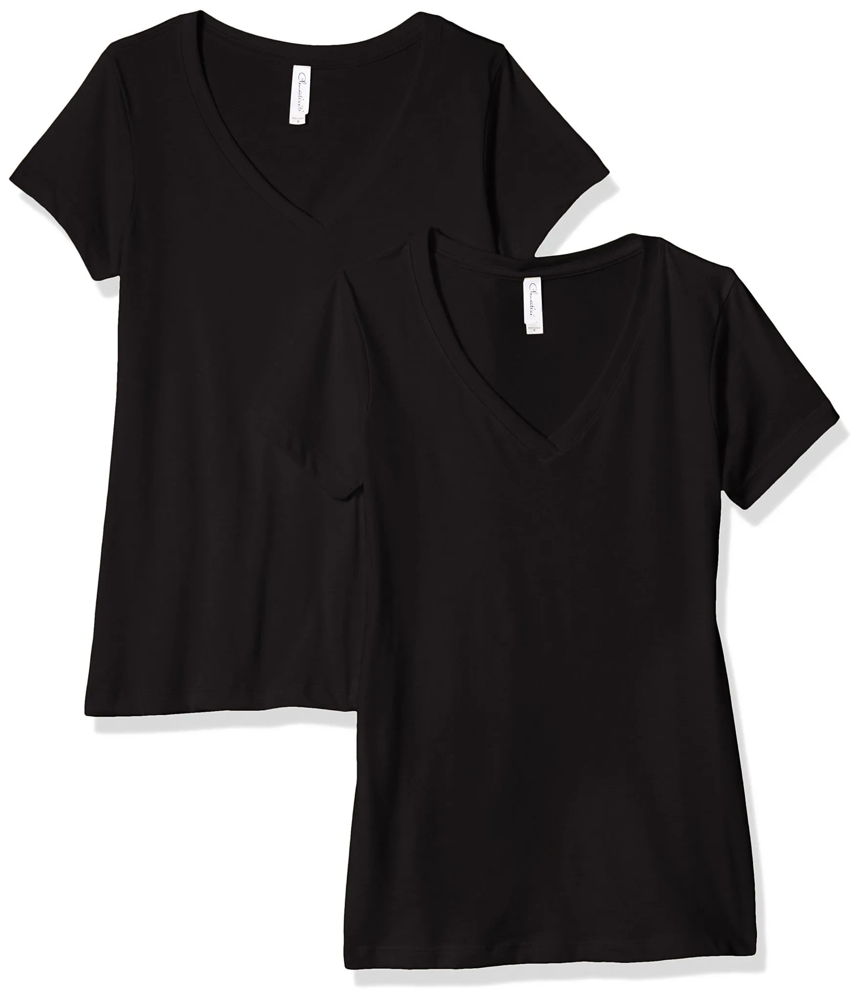 Clementine Women's Petite Plus Ideal V Neck Tee (Pack of 2)