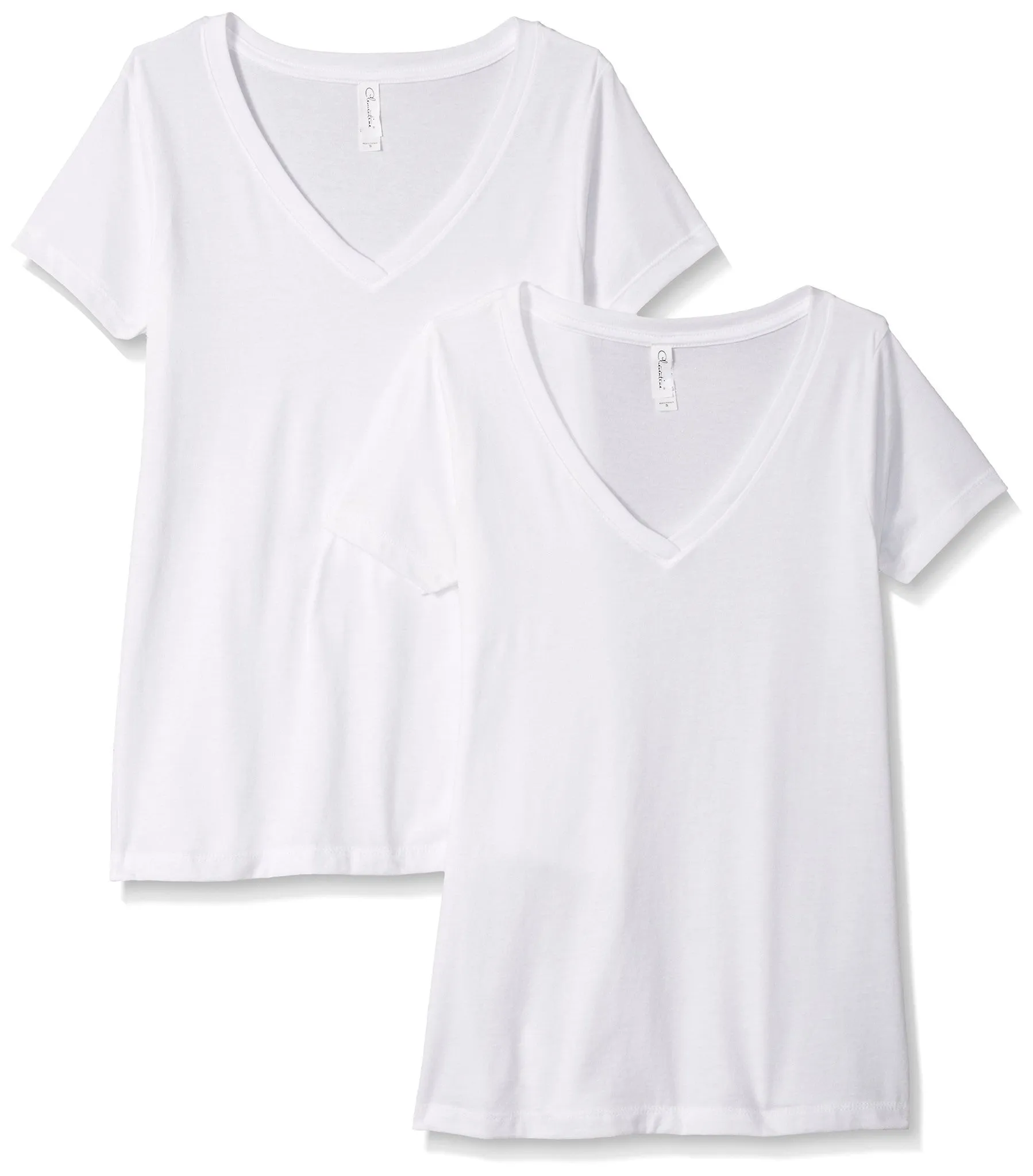 Clementine Women's Petite Plus Ideal V Neck Tee (Pack of 2)