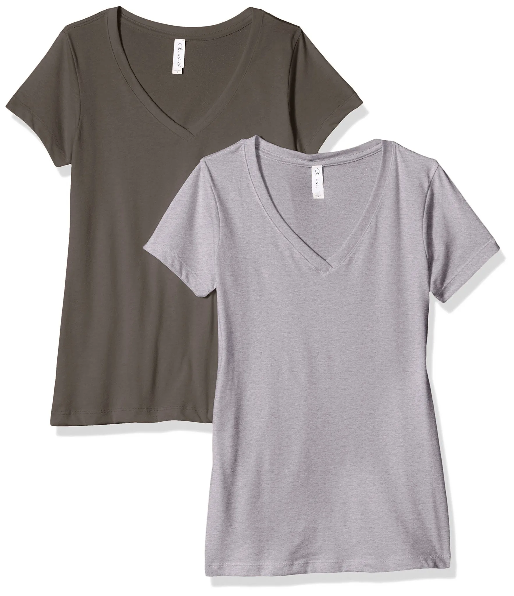 Clementine Women's Petite Plus Ideal V Neck Tee (Pack of 2)