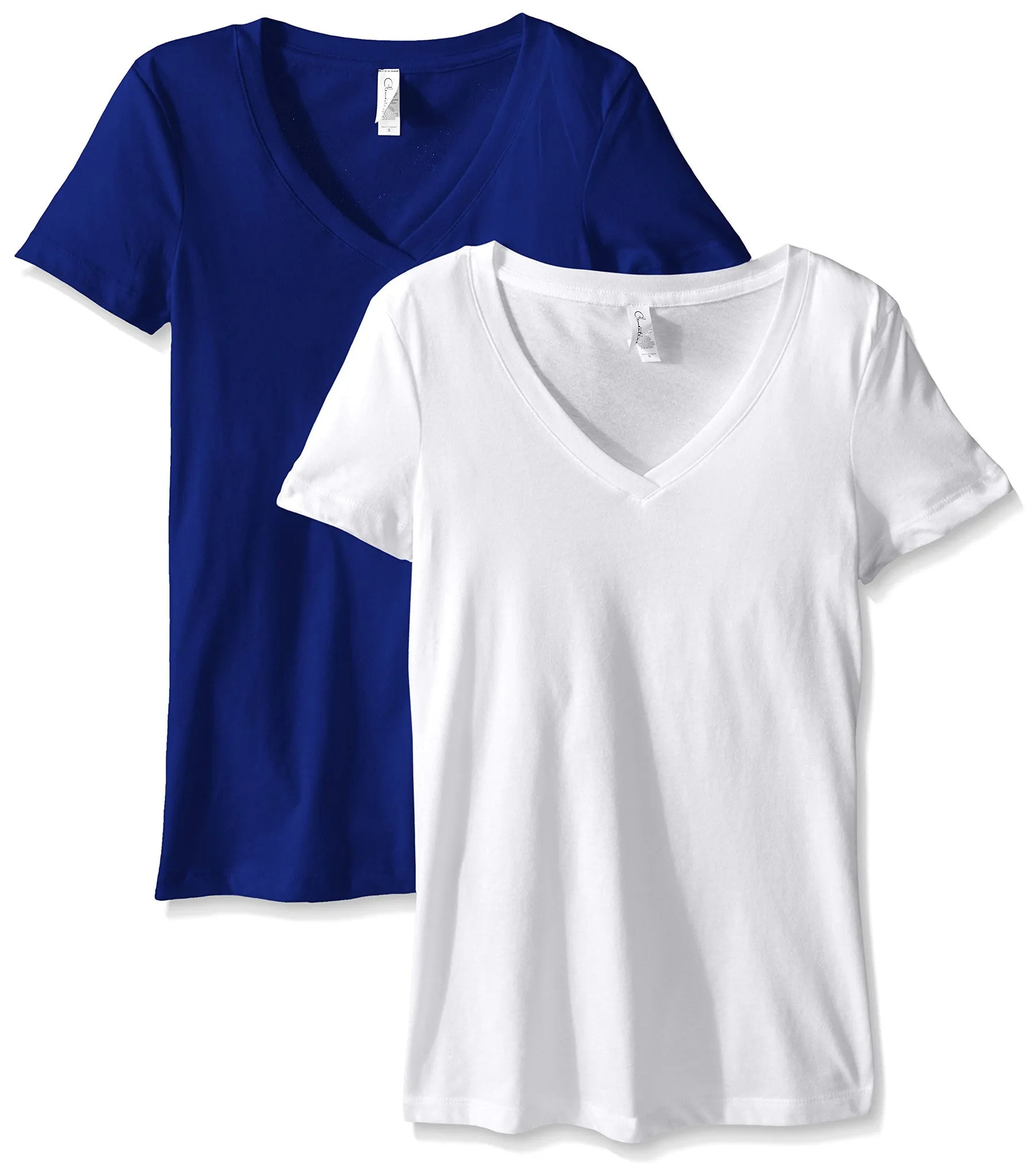 Clementine Women's Petite Plus Ideal V Neck Tee (Pack of 2)