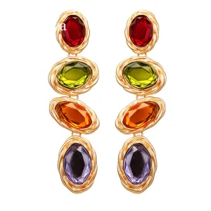 Colored Crystal & 18K Gold-Plated Oval Twist Drop Earrings