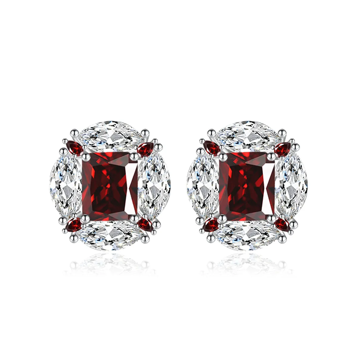 Colored Radiant & Marquise Crystal Silver-Plated Oval Stud Earrings
