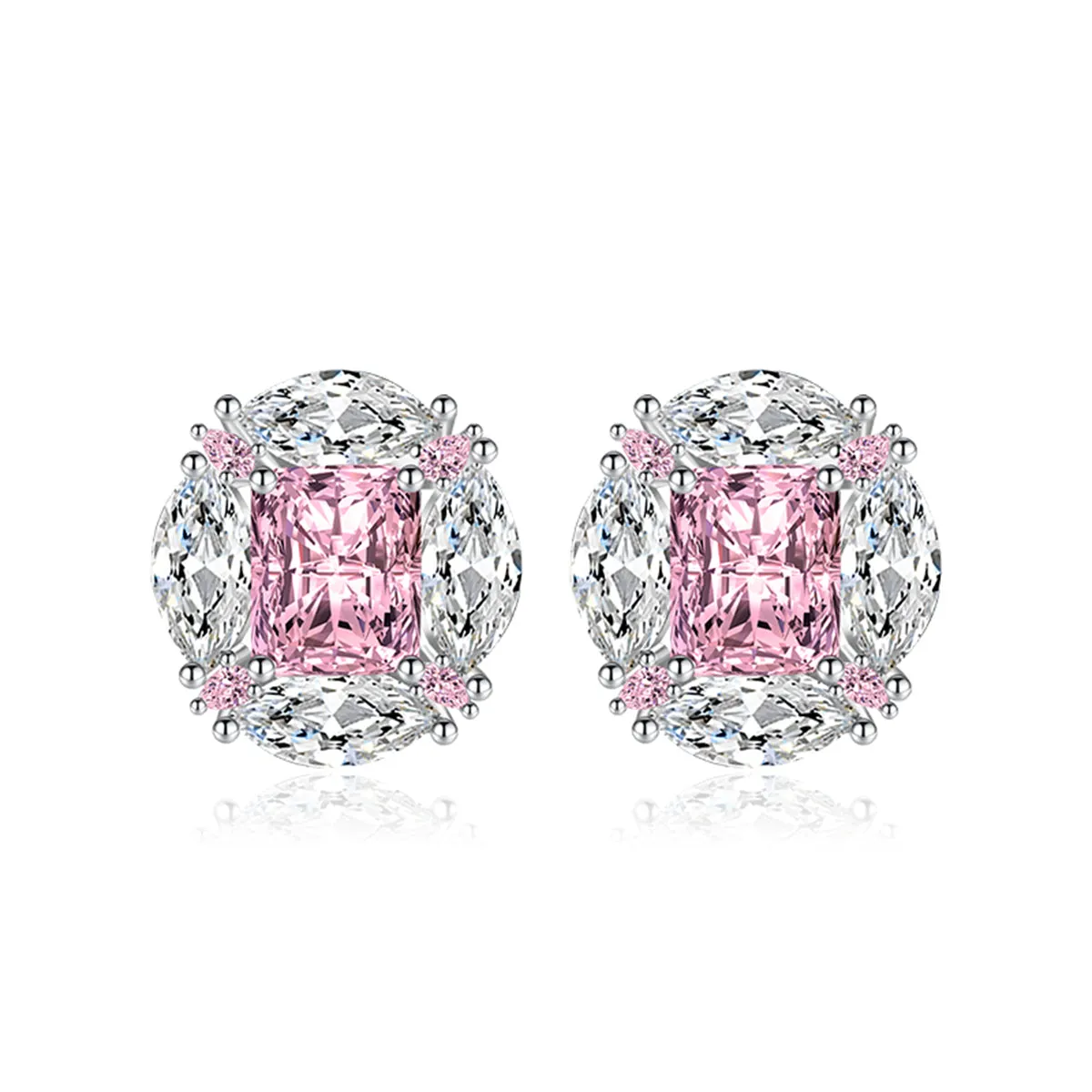 Colored Radiant & Marquise Crystal Silver-Plated Oval Stud Earrings