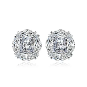 Colored Radiant & Marquise Crystal Silver-Plated Oval Stud Earrings