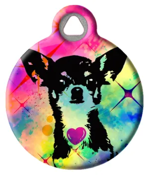 Colorful Pop Art Chihuahua Dog Collar Tag