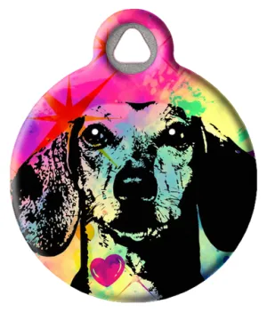 Colorful Pop Art Dachshund Dog Name Tag