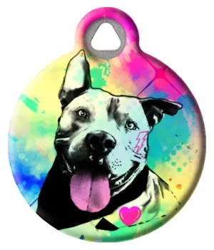 Colorful Pop Art Pitbull | Pittie Dog ID Tag