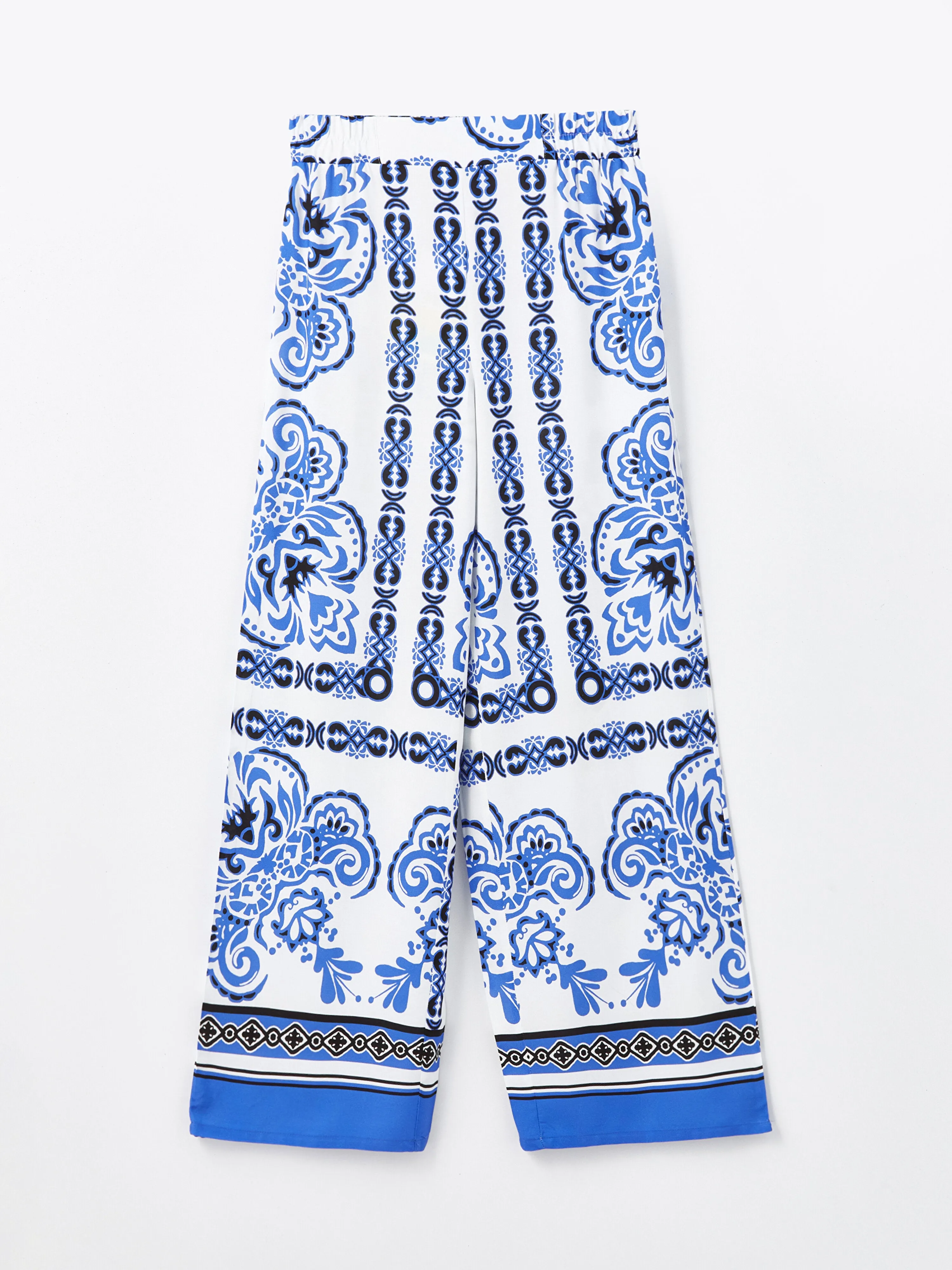 Comfortable Pattern Patterned Women Trousers with Elastic Waist