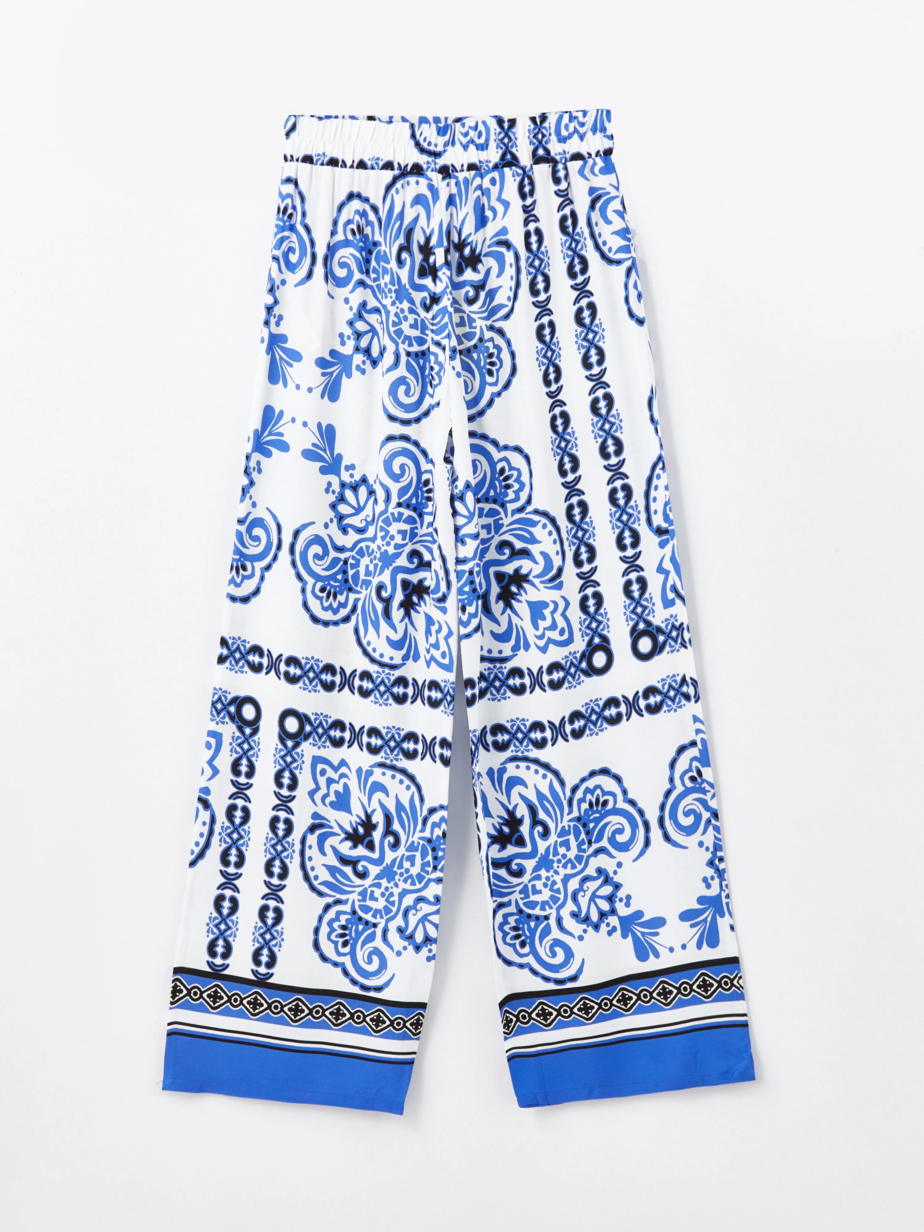 Comfortable Pattern Patterned Women Trousers with Elastic Waist