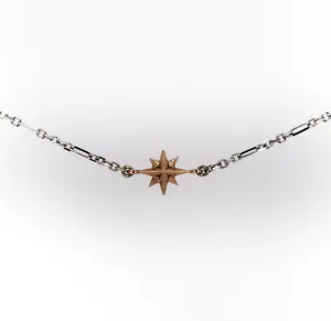 Compass Rose 14K Gold Endless Stars Solitaire Necklace