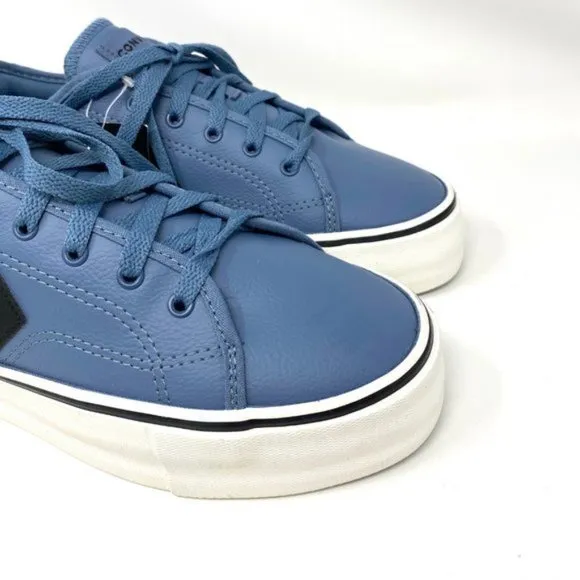 Converse Women's 569535C Star Replay Platform Lakeside Blue Faux Leather Sneaker