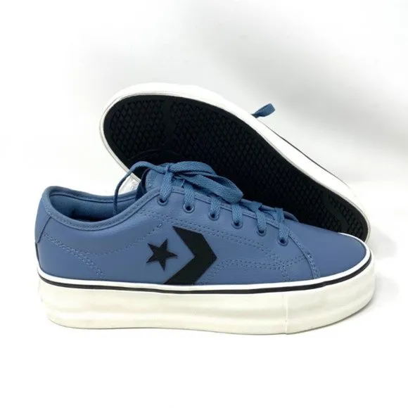 Converse Women's 569535C Star Replay Platform Lakeside Blue Faux Leather Sneaker