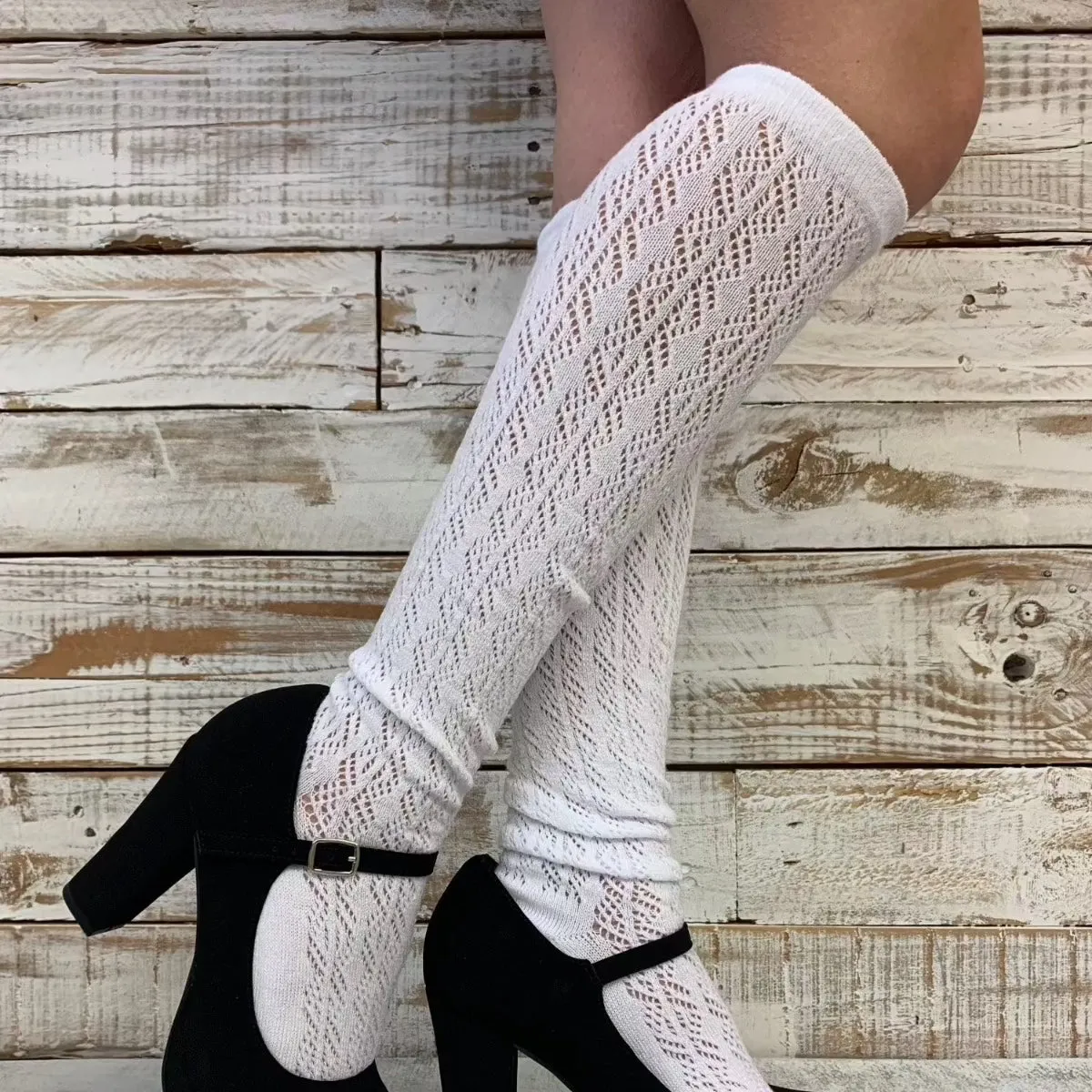 COWGIRL BOOT cute knee high socks  - white
