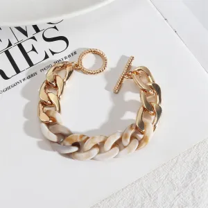 Cream Resin & 18K Gold-Plated Curb Chain Toggle Bracelet