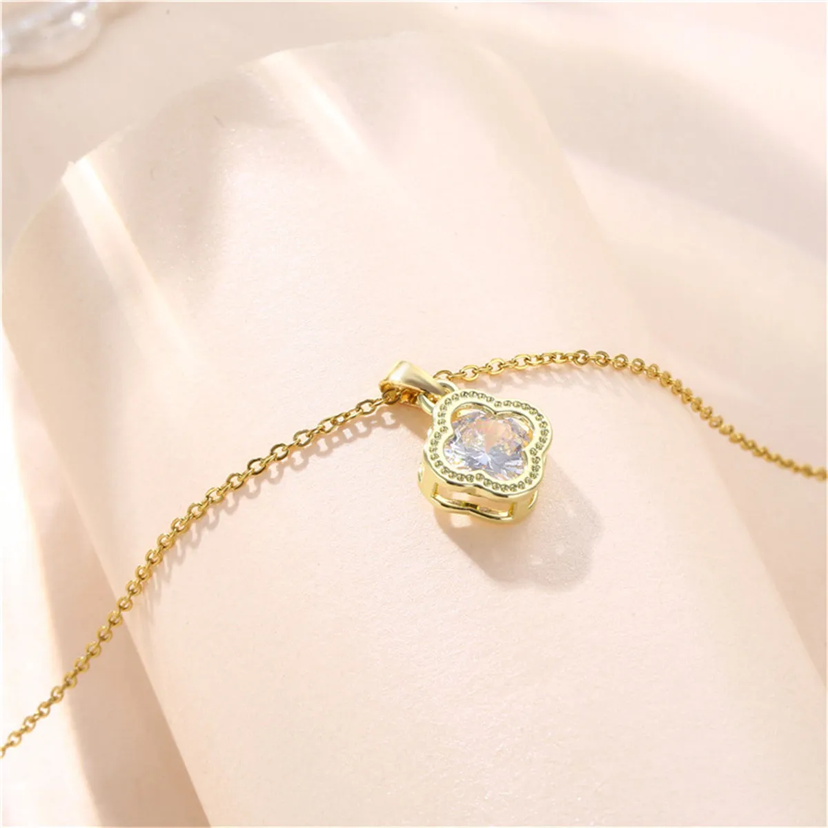 Crystal & 18K Gold-Plated Clover Pendant Necklace