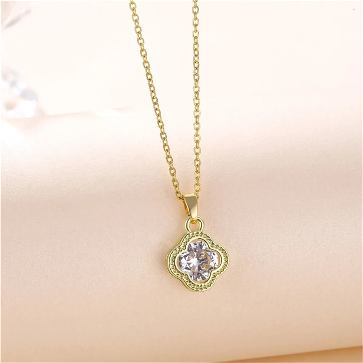Crystal & 18K Gold-Plated Clover Pendant Necklace
