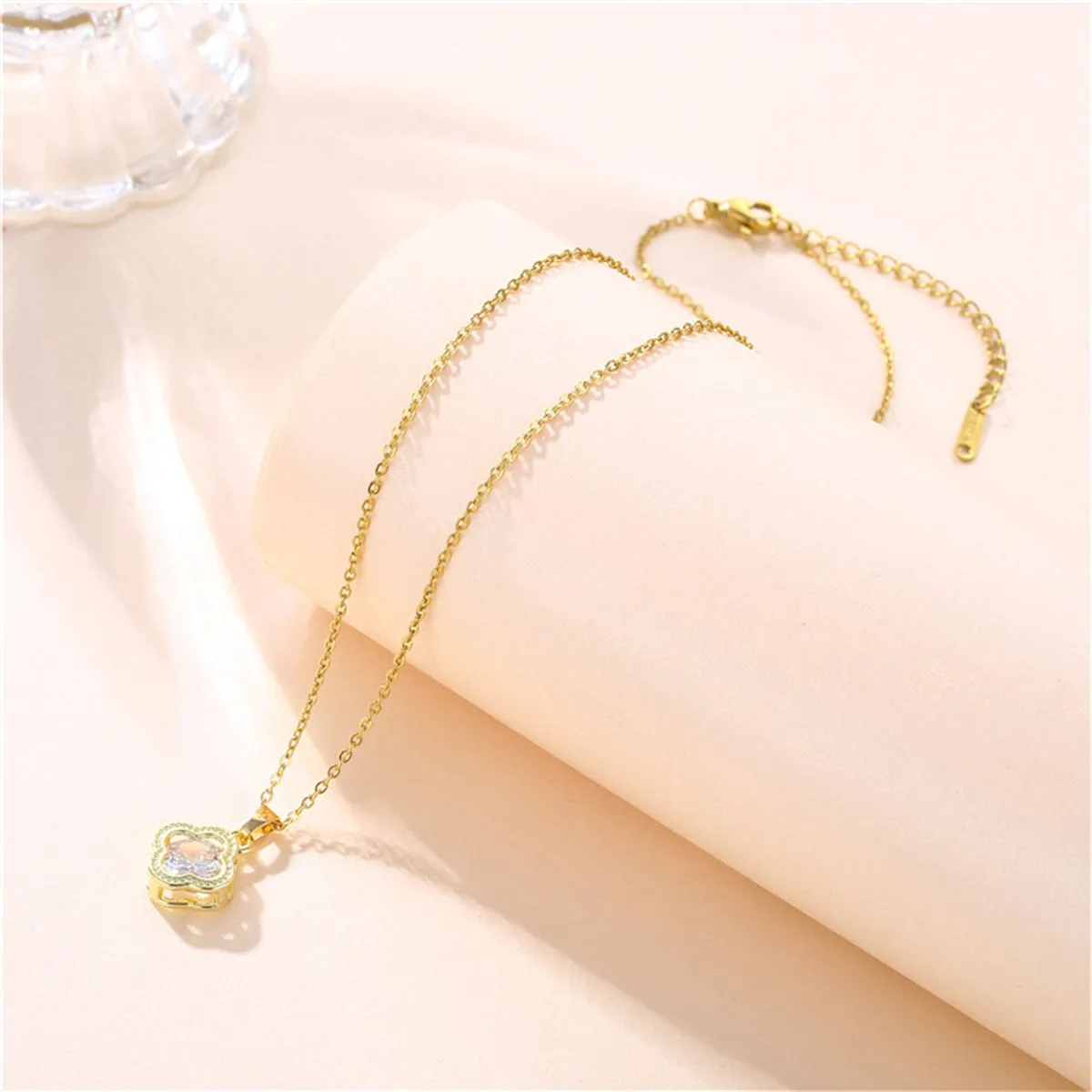 Crystal & 18K Gold-Plated Clover Pendant Necklace