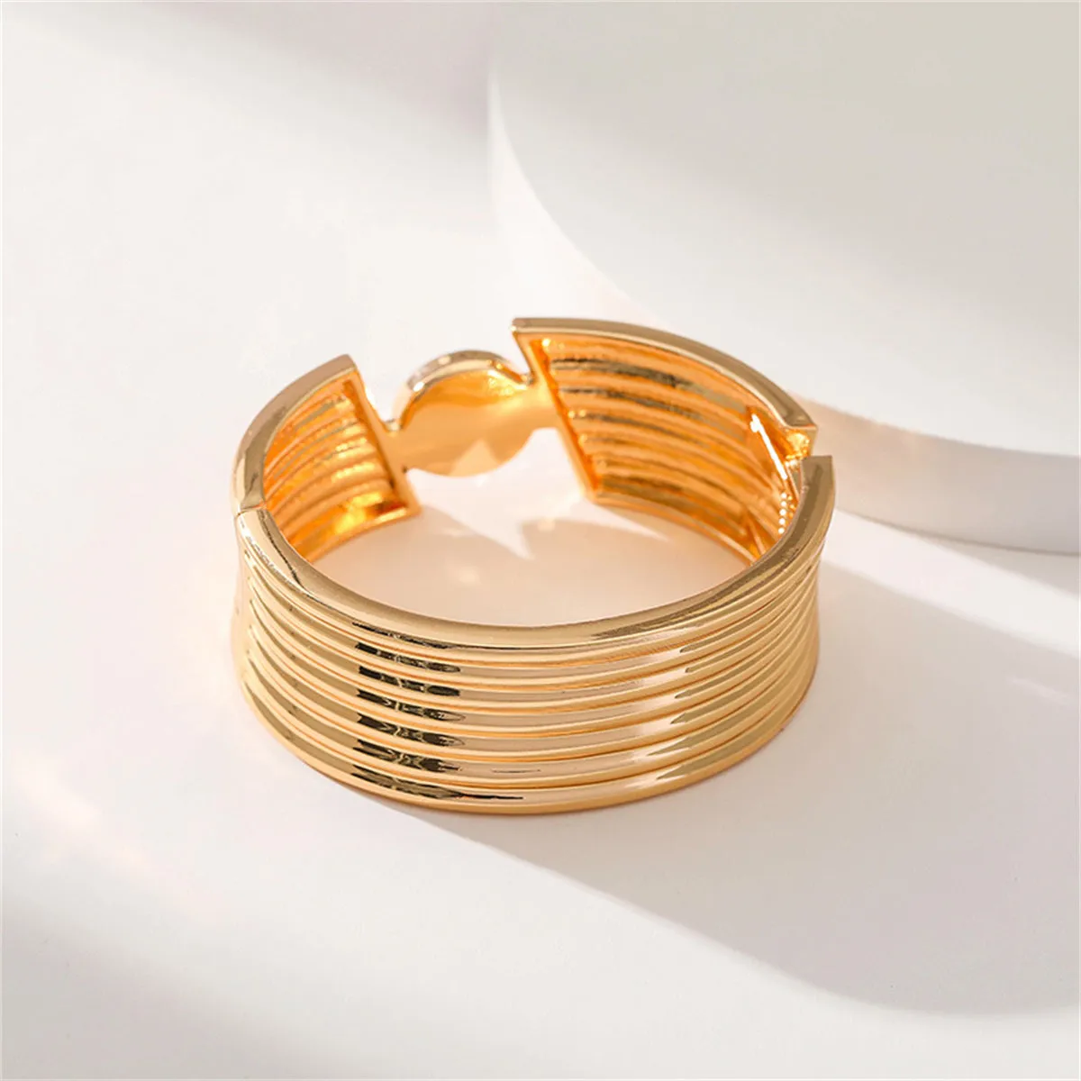 Crystal & 18K Gold-Plated Cut Bangle