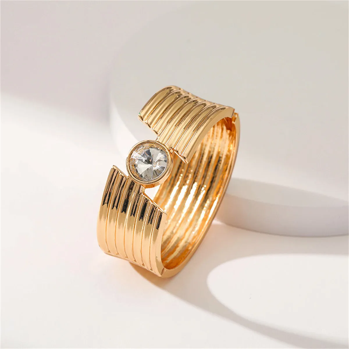 Crystal & 18K Gold-Plated Cut Bangle