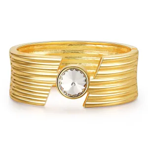 Crystal & 18K Gold-Plated Cut Bangle