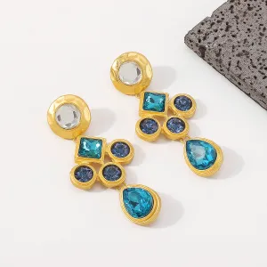 Crystal & 18K Gold-Plated Geometric Drop Earrings