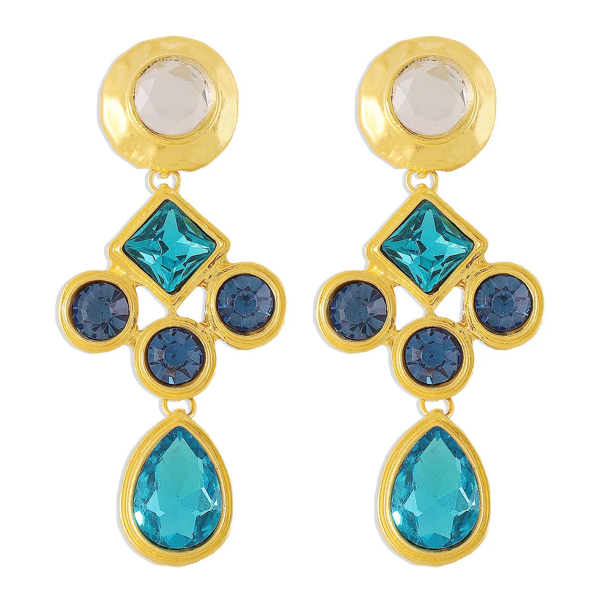 Crystal & 18K Gold-Plated Geometric Drop Earrings
