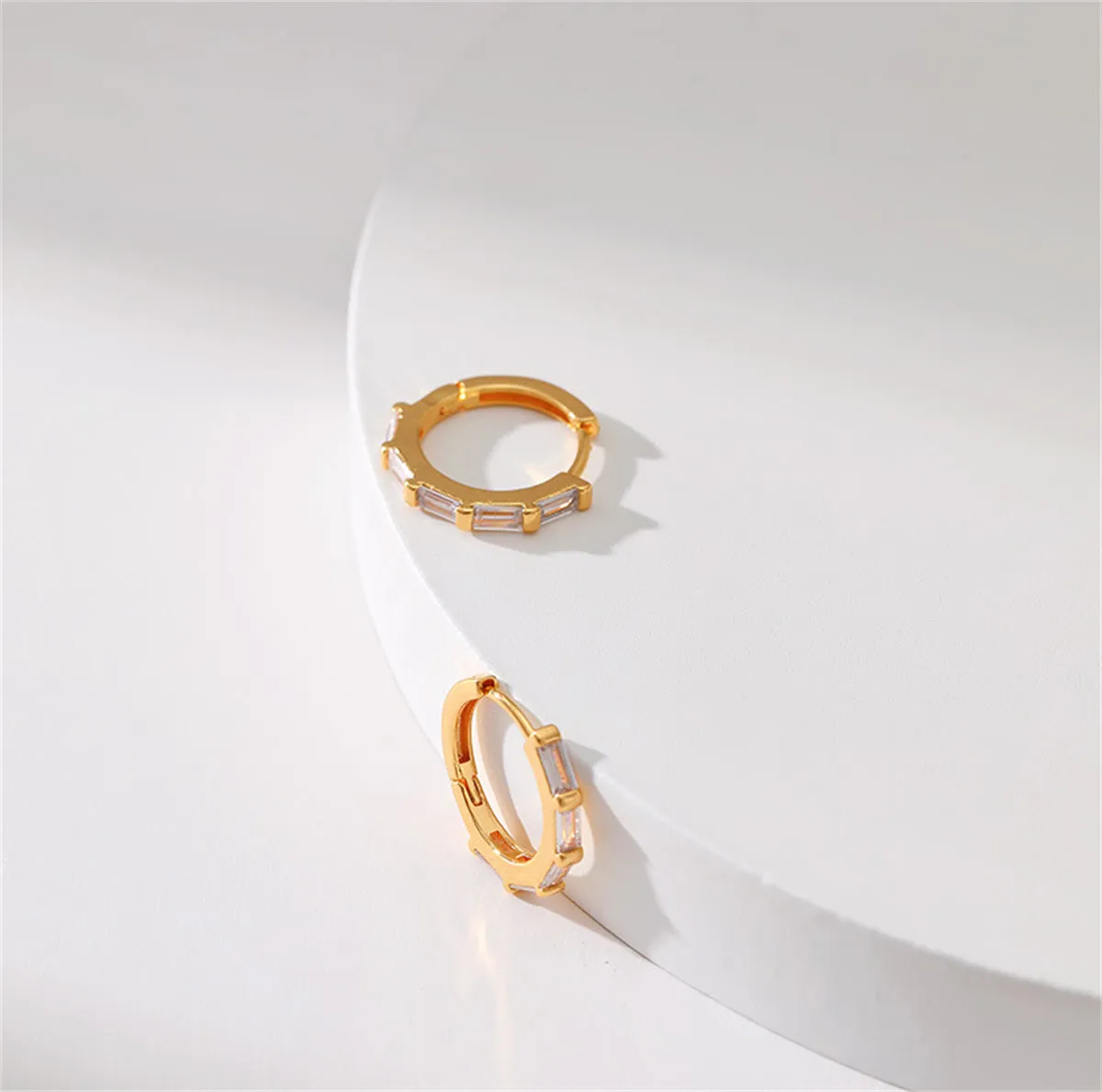Crystal & 18K Gold-Plated Huggie Earrings
