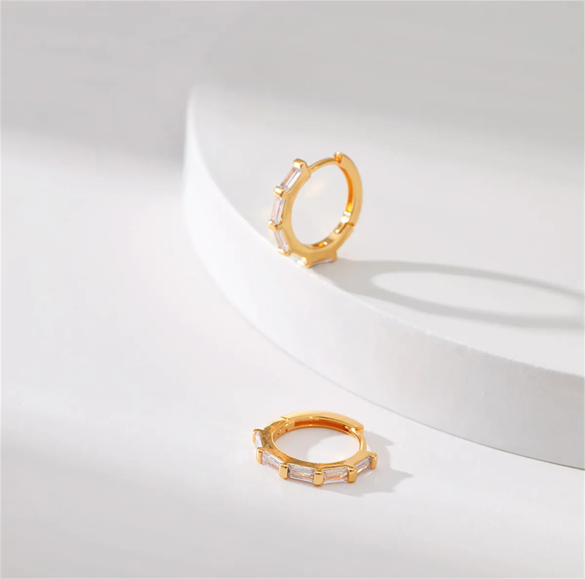 Crystal & 18K Gold-Plated Huggie Earrings