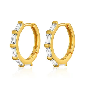 Crystal & 18K Gold-Plated Huggie Earrings