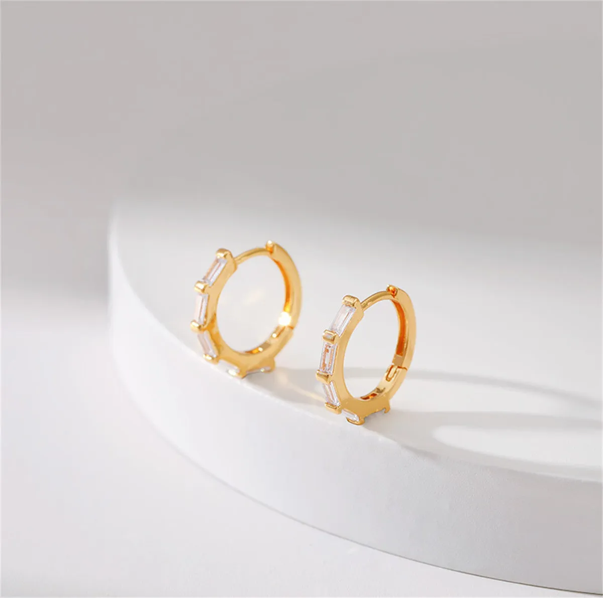 Crystal & 18K Gold-Plated Huggie Earrings