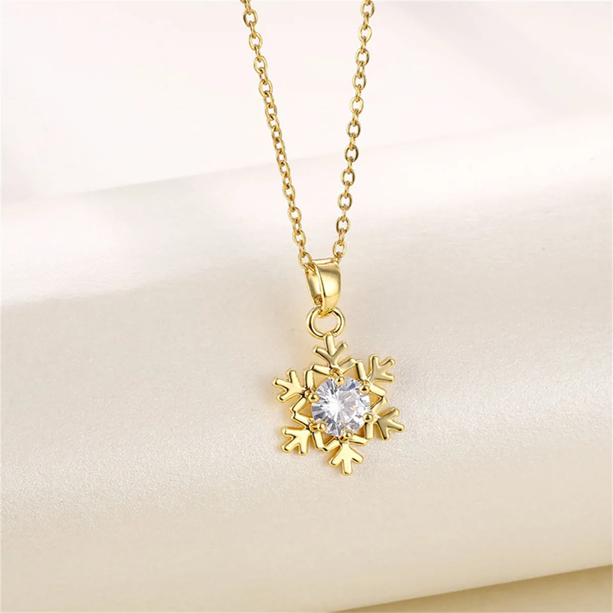 Crystal & 18K Gold-Plated Snowflake Pendant Necklace