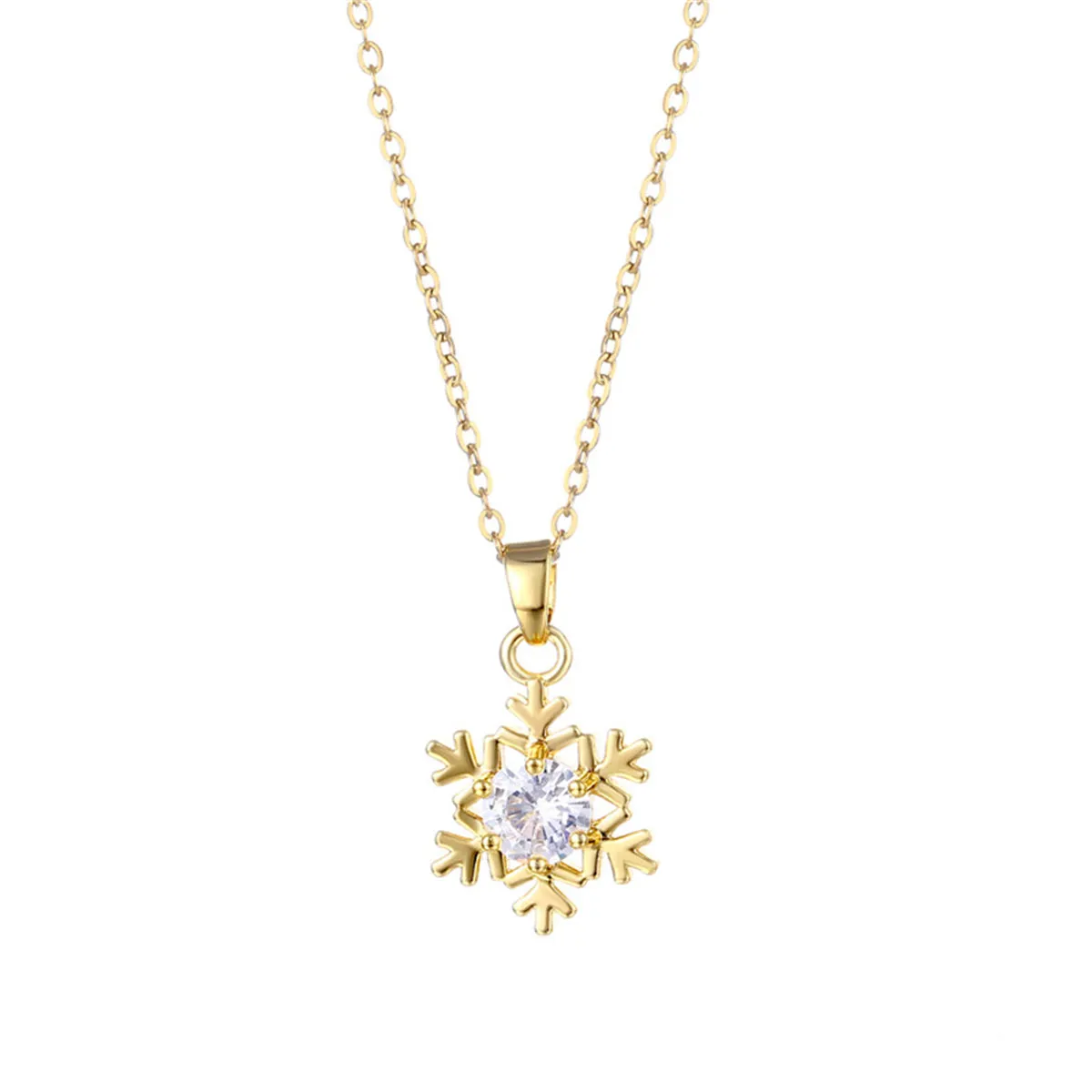 Crystal & 18K Gold-Plated Snowflake Pendant Necklace