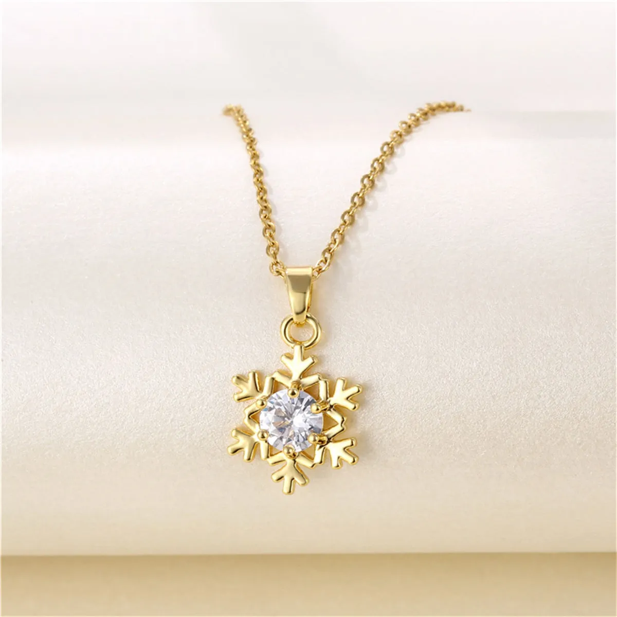 Crystal & 18K Gold-Plated Snowflake Pendant Necklace