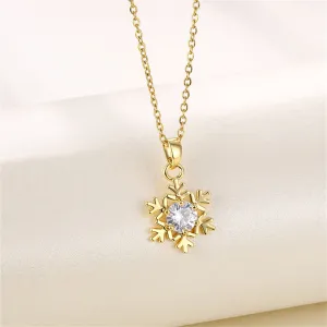 Crystal & 18K Gold-Plated Snowflake Pendant Necklace