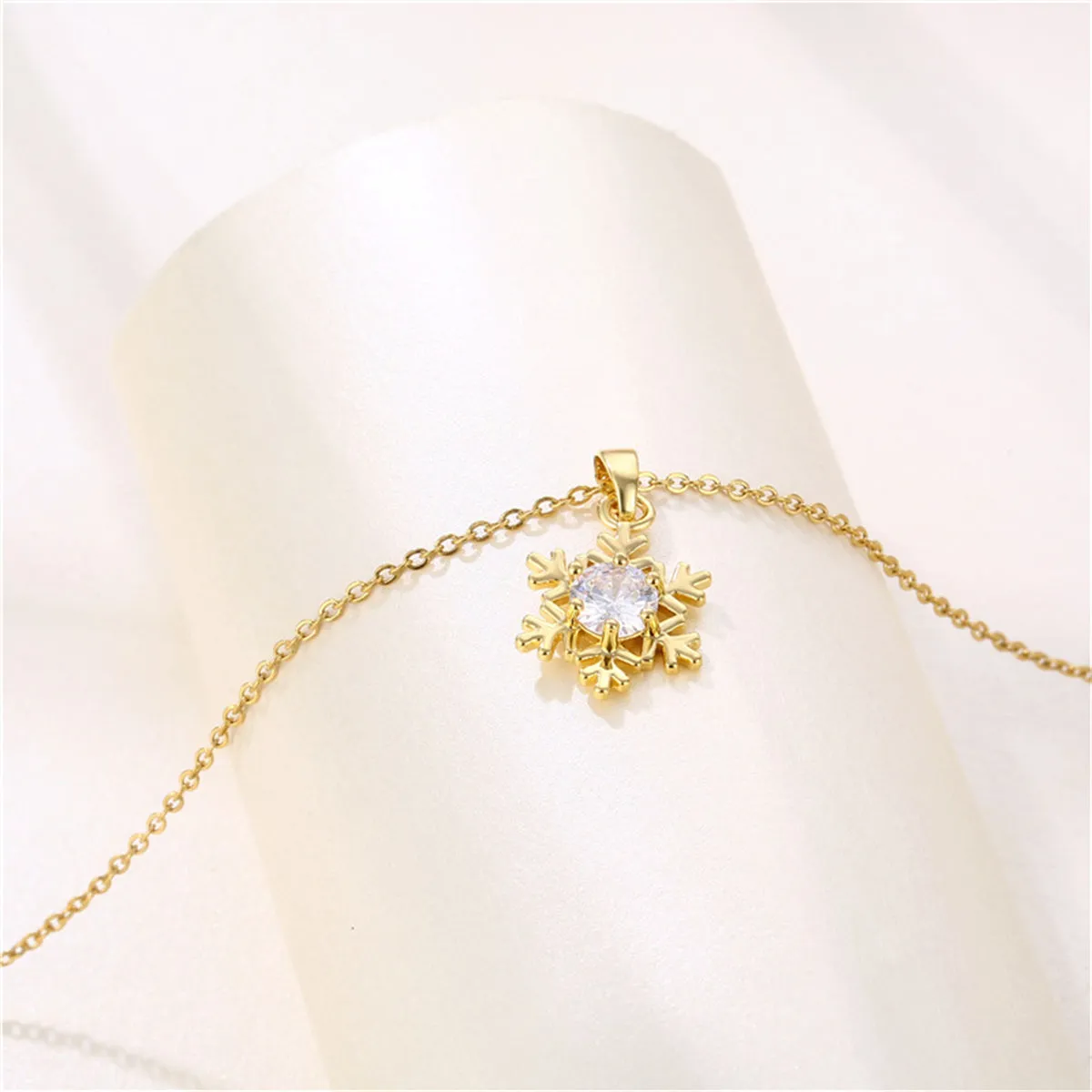 Crystal & 18K Gold-Plated Snowflake Pendant Necklace