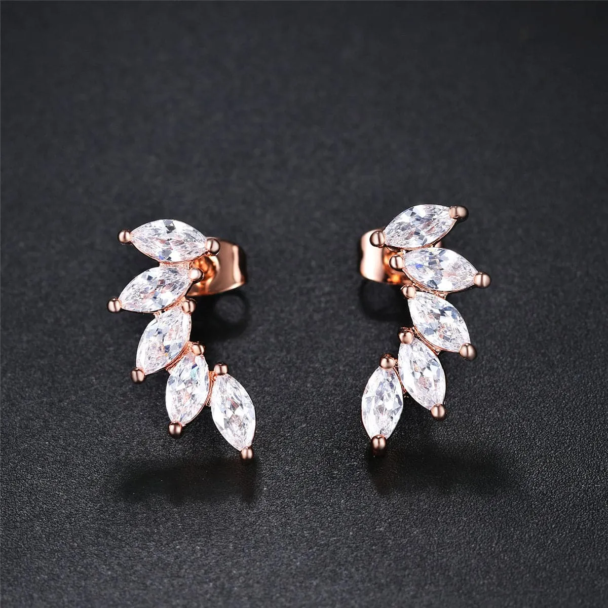 Crystal & 18K Rose Gold-Plated Angel's Wing Ear Climbers