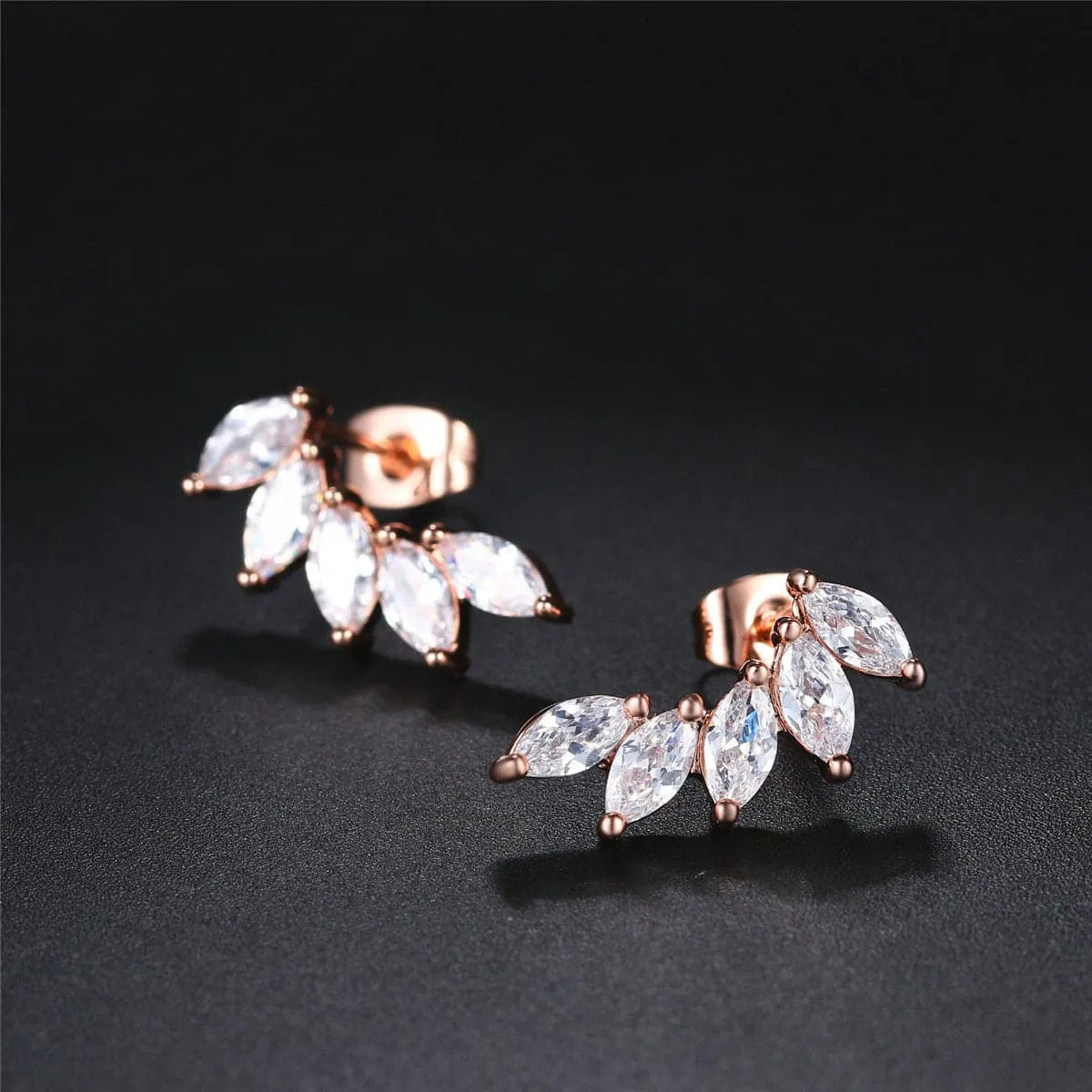Crystal & 18K Rose Gold-Plated Angel's Wing Ear Climbers
