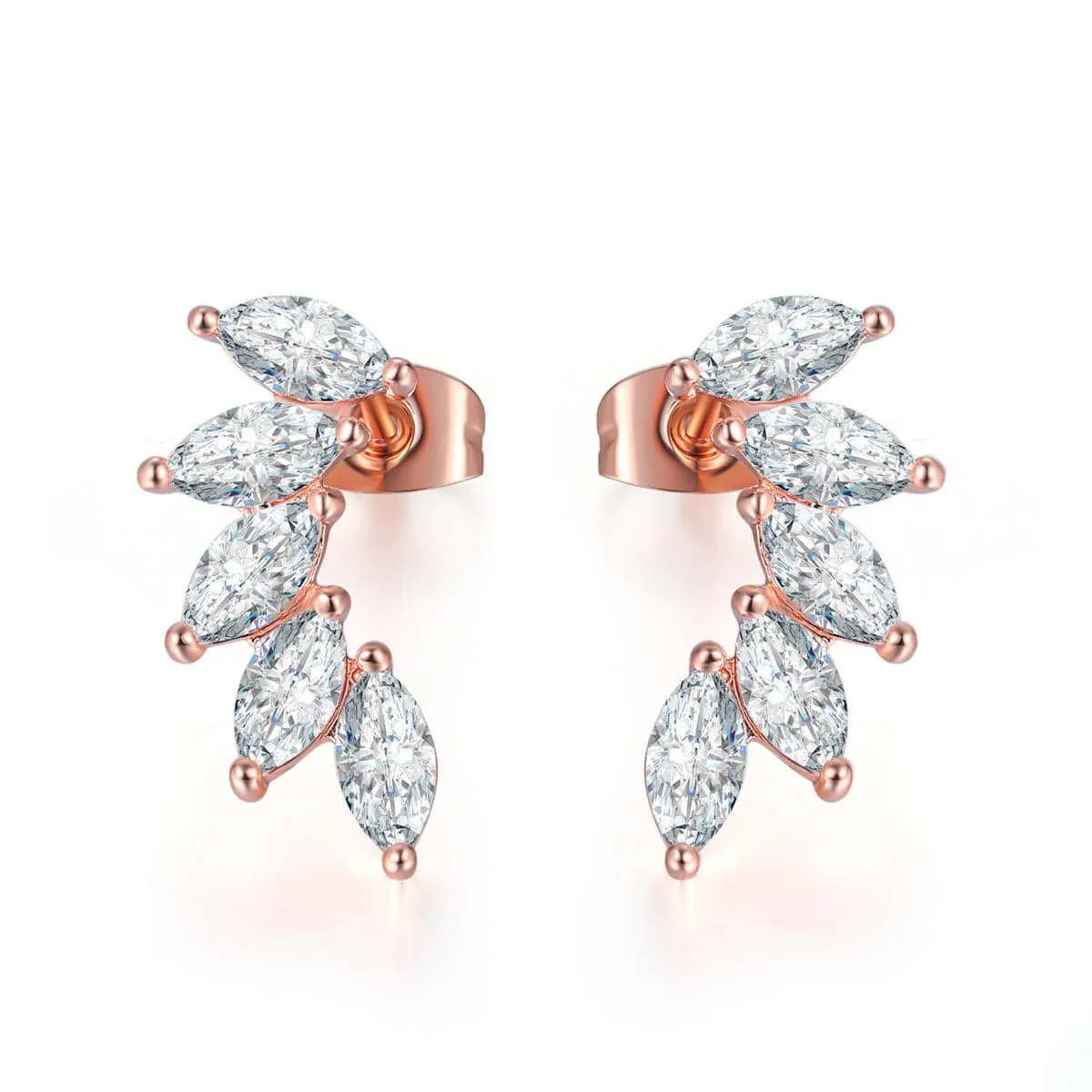 Crystal & 18K Rose Gold-Plated Angel's Wing Ear Climbers