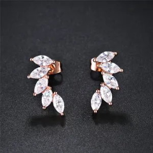 Crystal & 18K Rose Gold-Plated Angel's Wing Ear Climbers