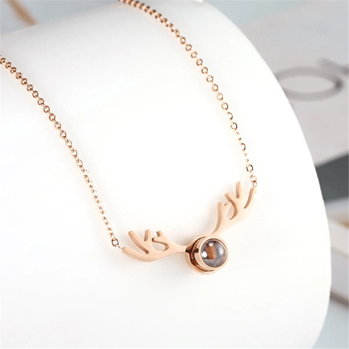 Crystal & 18K Rose Gold-Plated Antlers Pendant Necklace