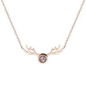 Crystal & 18K Rose Gold-Plated Antlers Pendant Necklace