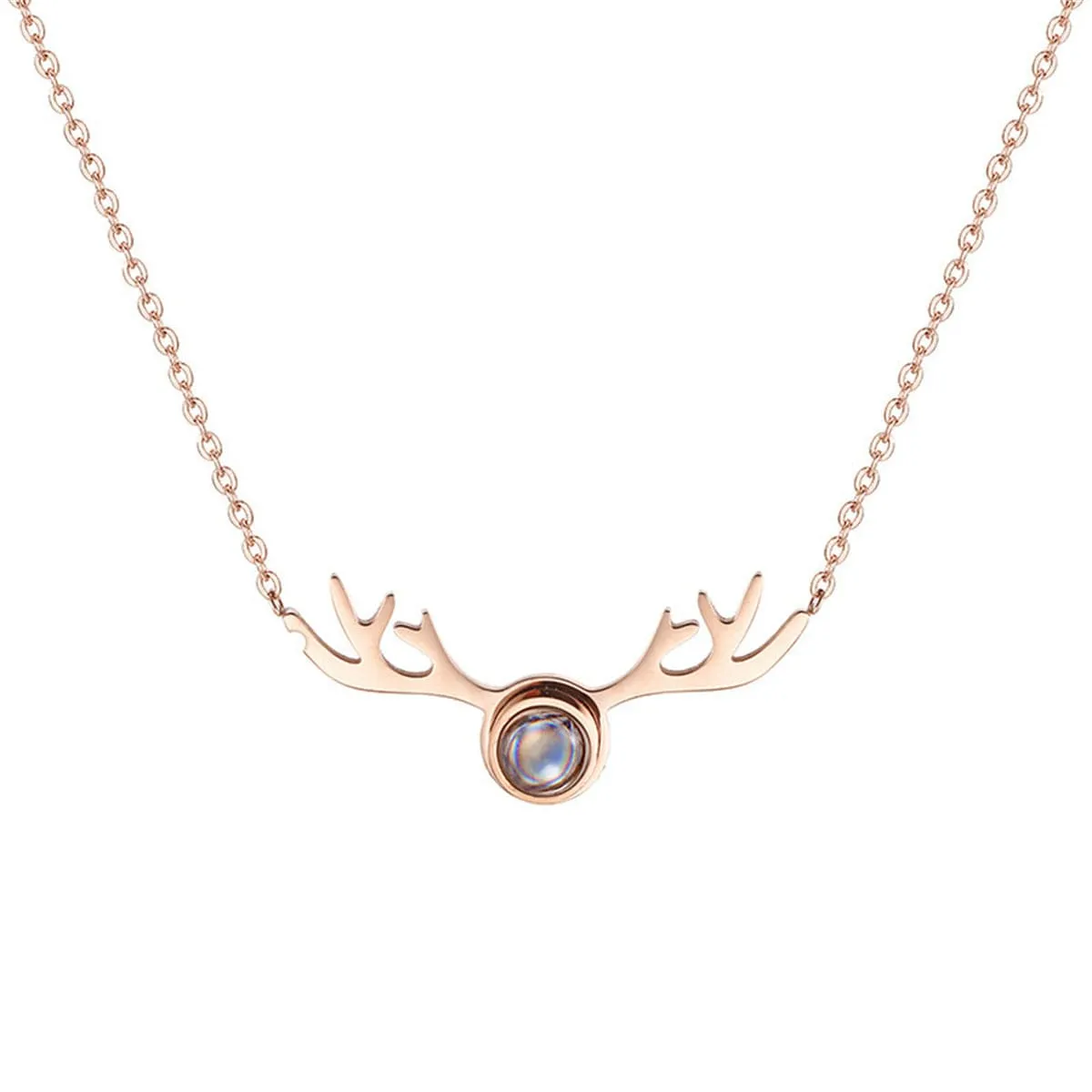 Crystal & 18K Rose Gold-Plated Antlers Pendant Necklace