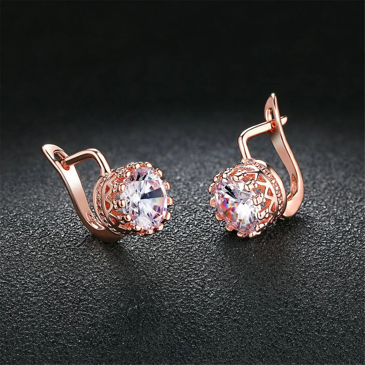 Crystal & 18K Rose Gold-Plated Floral Huggie Earrings