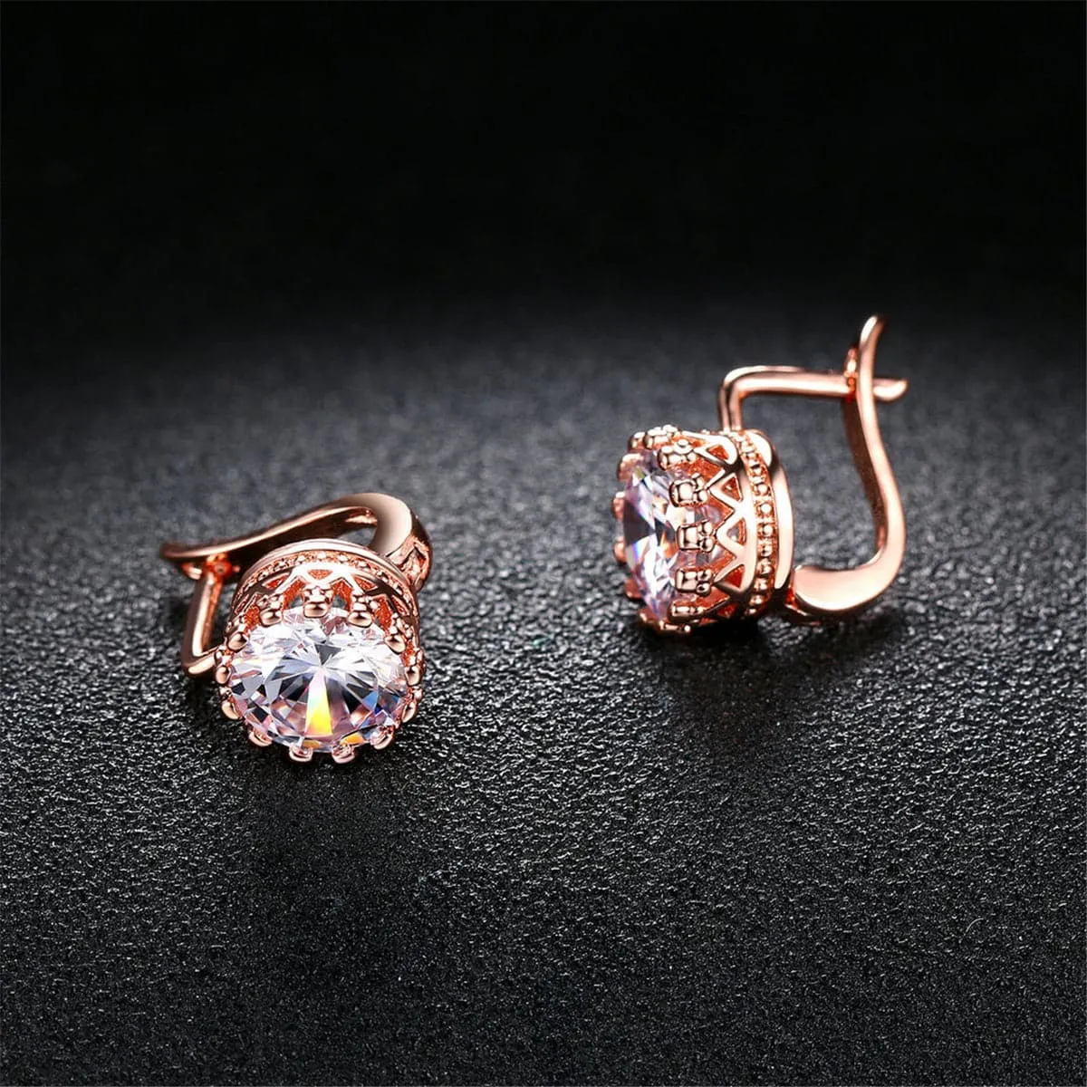 Crystal & 18K Rose Gold-Plated Floral Huggie Earrings