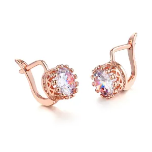 Crystal & 18K Rose Gold-Plated Floral Huggie Earrings