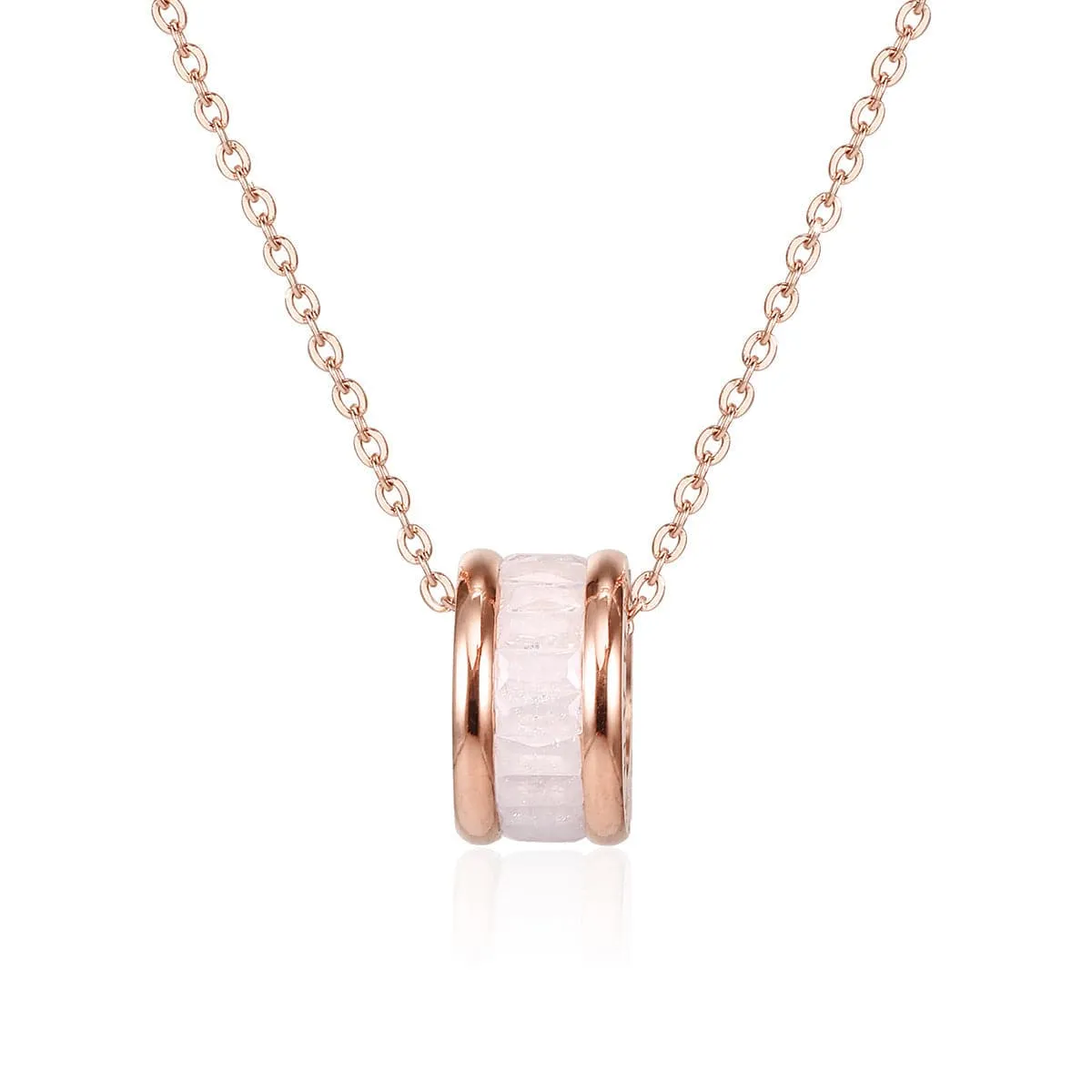Crystal & 18K Rose Gold-Plated Roman Numeral Ring Pendant Necklace