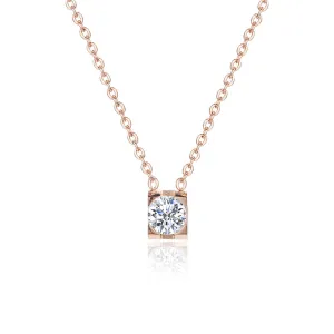 Crystal & 18K Rose Gold-Plated Square Pendant Necklace