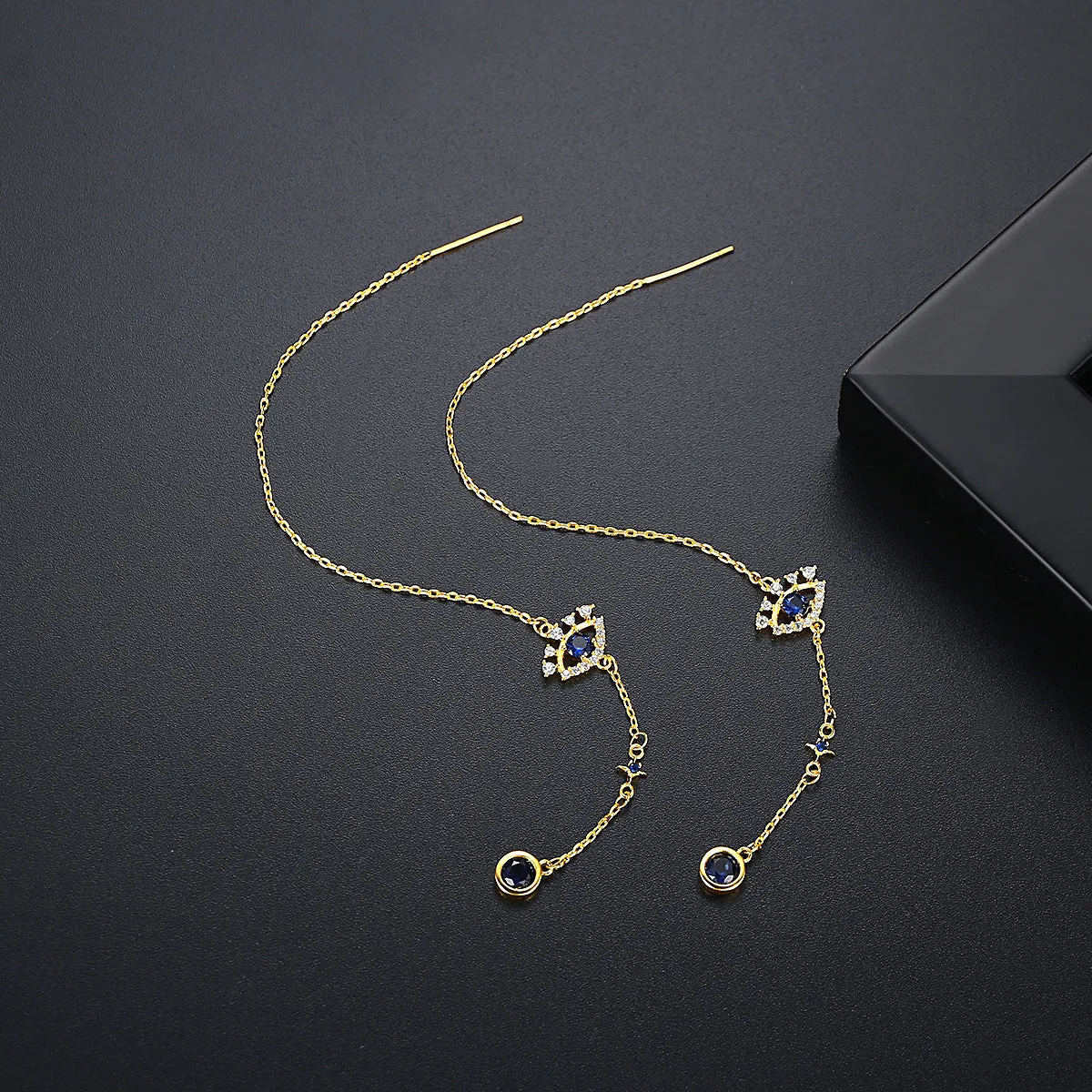 Crystal & Cubic Zirconia 18K Gold-Plated Eye Ear Threaders
