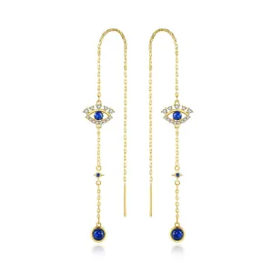 Crystal & Cubic Zirconia 18K Gold-Plated Eye Ear Threaders